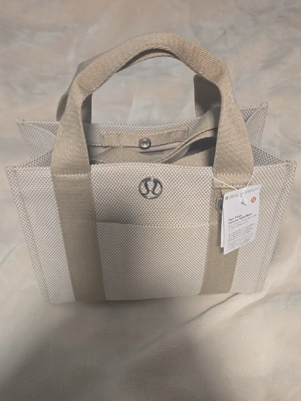 lululemon athletica Two-Tone Canvas Mini Tote — Beige & Cream